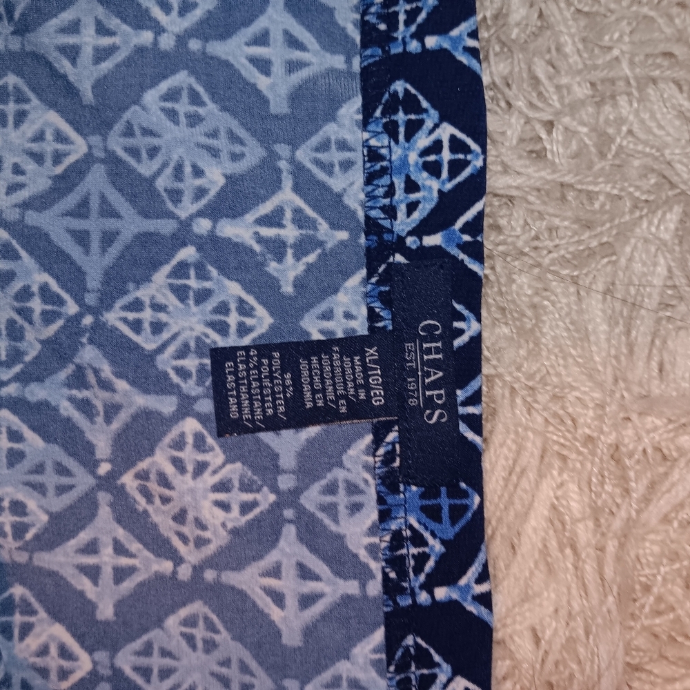 CHAPS Women's Skirt Blue Diamond Geometric Fit Flare Ruffle FLOWY Cross SZ XL - Picture 4 of 4